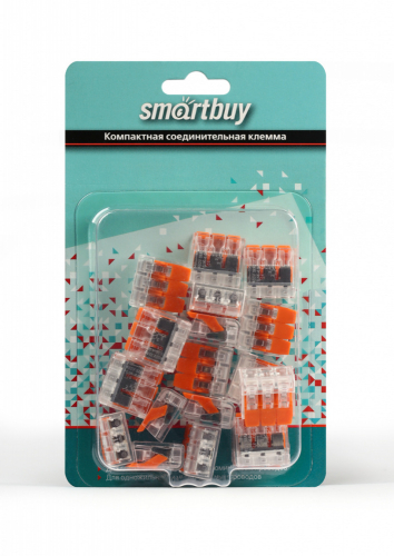 Компактная соединительная клемма Smartbuy SBE-ccwcc-3-rp, 3 отверстия, 0,2-4 мм2, с рычажк., розн.уп