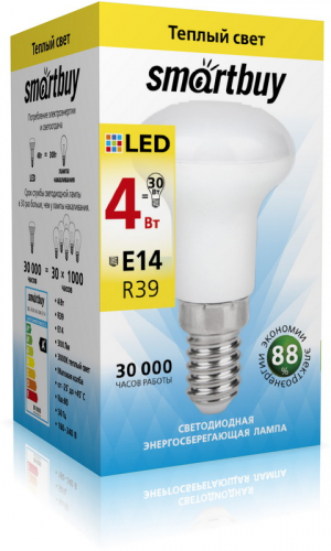 Лампа светодиодная SmartBuy R39 4Вт/3000К/E14 (рефлекторная, теплый)