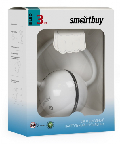 Светодиодный настольный светильник Smartbuy SBL-3-222, диммер, 3 Вт, 6000К, сенсорная кнопка (белый)
