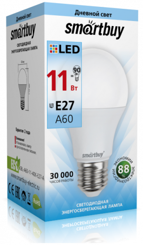 Лампа светодиодная SmartBuy A60 11Вт/4000К/E27 (нейтральный)