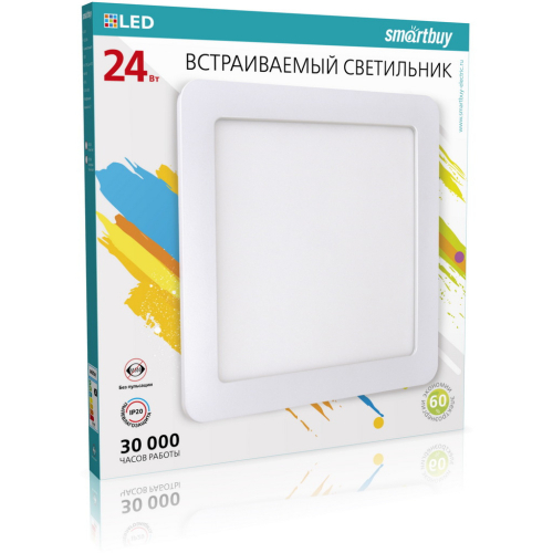 Светодиодный встраиваемый светильник Smartbuy DL Square SBL-DLSq-24-4K, 24W/4000K/IP20 (белый)