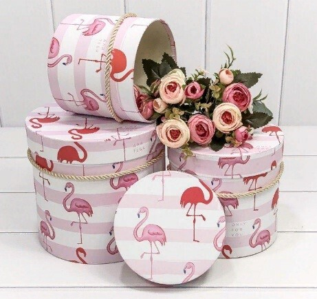 Набор подарочных коробок 3 в 1 цилиндр 18*17 см Фламинго 44668