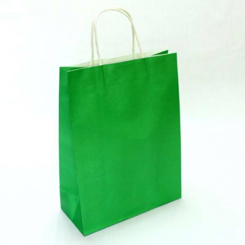 Подарочный крафт пакет с бумажной ручкой 25*31*11 см Темно-зеленый 12 шт/уп
