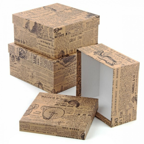 Набор подарочных коробок 3 в 1 куб 20*20*10 см Ретро выпуск 558303