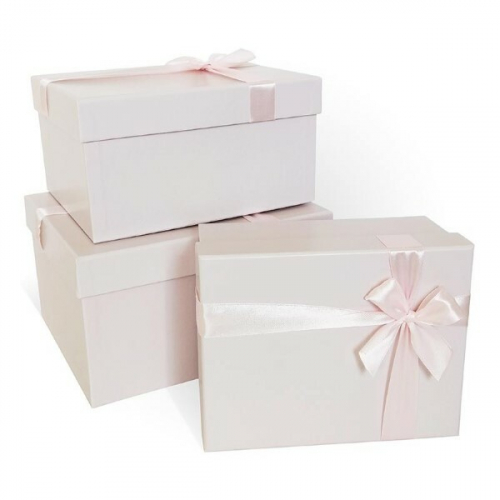 Набор подарочных коробок 3 в 1 прямоугольник 23*19*13 см Пудровый 54186