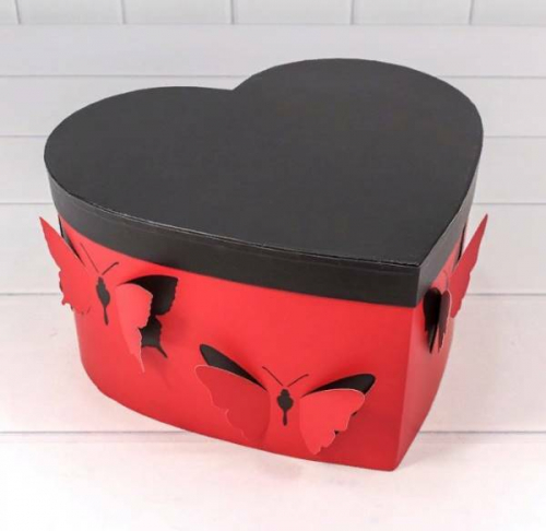Набор подарочных коробок 3 в 1 сердце 28,5*26*15 см Бабочки красный 440754к