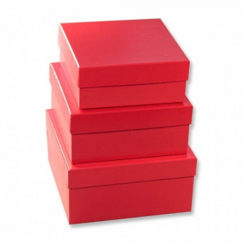 Набор подарочных коробок 3 в 1 квадрат 19.5*19.5*11 см Красный 535770