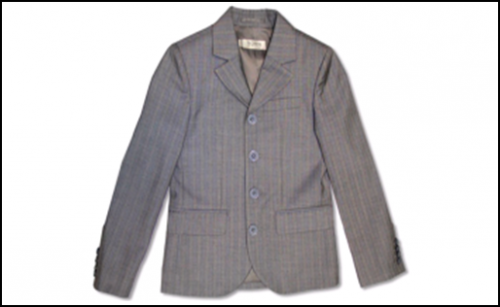 Пиджак для мальчика классический с застежкой на 4 пуговицы серо-голубого цвета