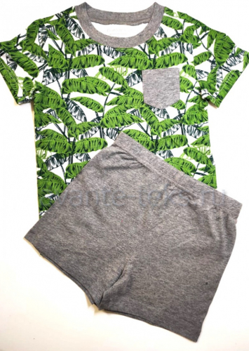 Пижама BUW000705 6-8л зеленый/серый