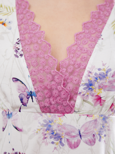 Комплект жен: фуфайка (футболка), брюки Mia Cara SS21WJ1024 Allium бабочки/розовая клетка