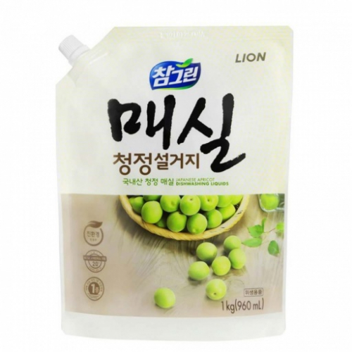 LION Жидкость для мытья посуды с запахом абрикоса Chamgreen Japanese Apricot 1 кг refill