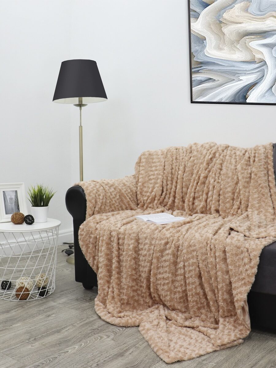 Плед мягкий мех Мех Бежевый 160*220 см