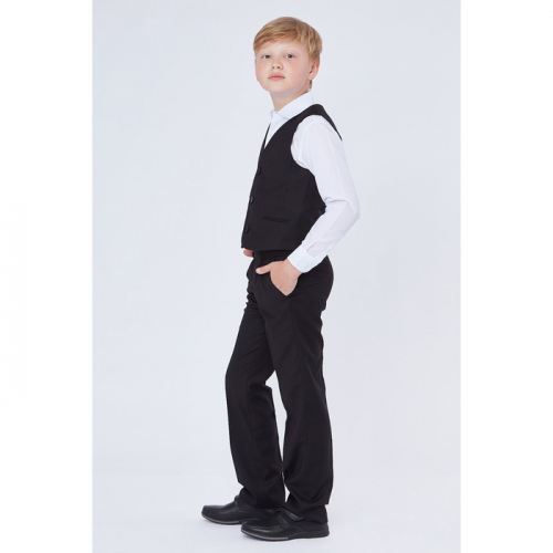 Школьные брюки для мальчика, зауженные с заниженной посадкой, чёрный, рост 134 (34/S)