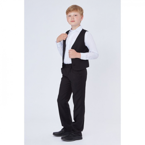 Школьные брюки для мальчика, зауженные с заниженной посадкой, чёрный, рост 134 (34/S)