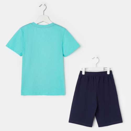 Комплект для мальчика (футболка, шорты), цвет бирюзовый, рост 122 см