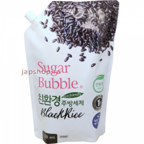 Sugar Bubble Гель для мытья посуды с экстрактом черного риса, мягкая упаковка, 1200 мл. (8809107603327)