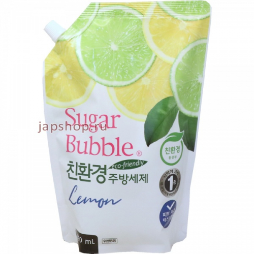 Sugar Bubble Гель для мытья посуды с ароматом лимона, мягкая упаковка, 1200 мл. (8809107601026)
