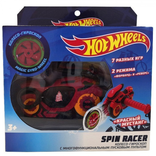 Hot Wheels Spin Racer Красный Мустанг пуск. механизм с диском, 16 см, красн. Т19372