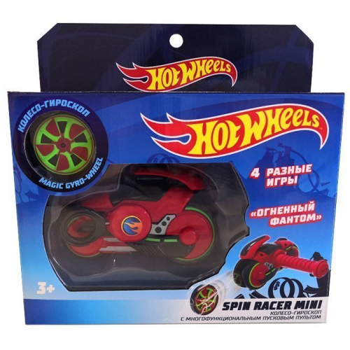 Hot Wheels Spin Racer Огненный Фантом пуск. механизм с диском, 12 см, крас Т19365
