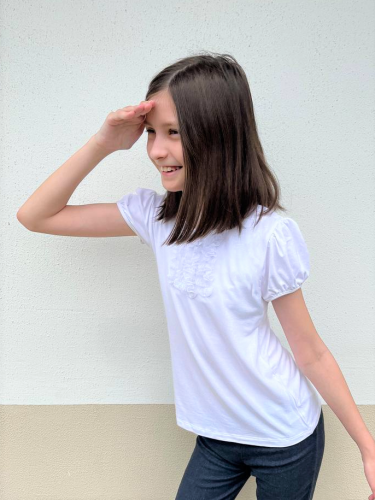 Школьная футболка (блузка) для девочки 7876-ДШ21