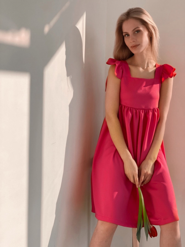 s3788 Платье в стиле babydoll в ярко-розовом цвете