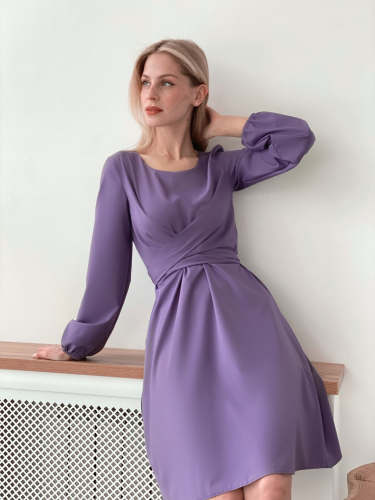 s3767 Платье с перекрутами в цвете smoky lilac