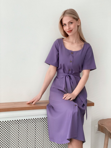 s3763 Платье с вырезом каре в цвете smoky lilac