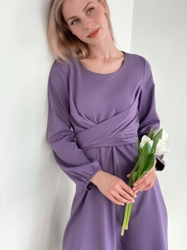 s3767 Платье с перекрутами в цвете smoky lilac