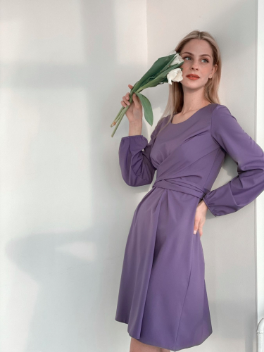 s3767 Платье с перекрутами в цвете smoky lilac