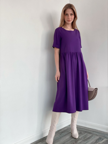 s3684 Платье базовое из хлопка фиолетовое