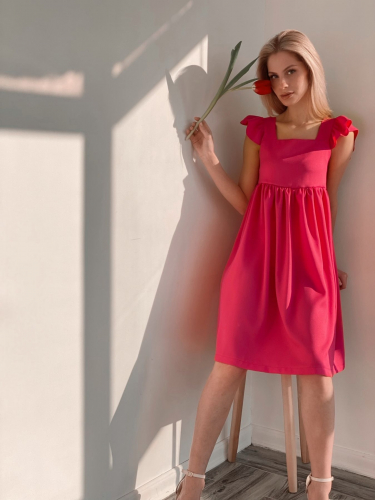 s3788 Платье в стиле babydoll в ярко-розовом цвете