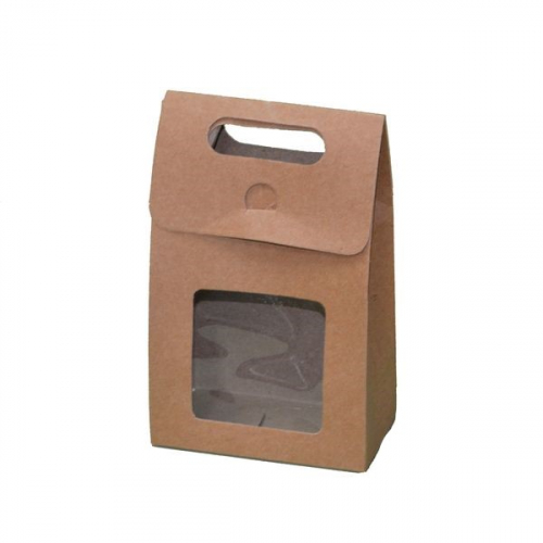 Коробка-пакет с окошком 15*10*6см картон крафт (1шт)