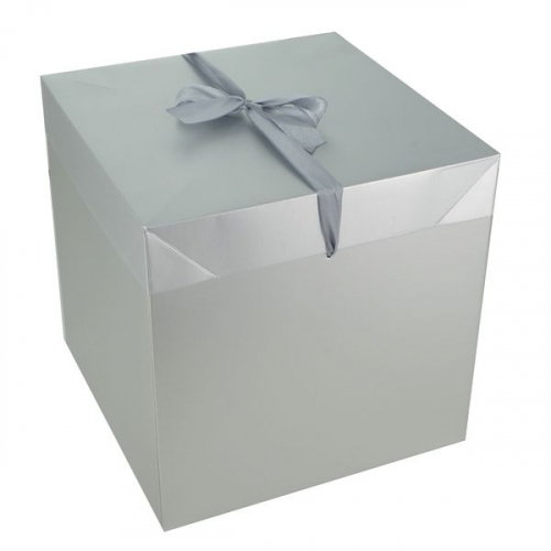 Коробка квадратная 31 х31 х31 см картон серебро (1шт)