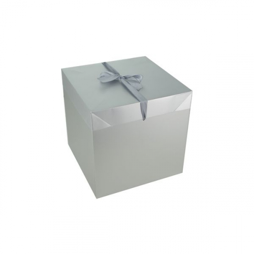 Коробка квадратная 11 х11 х11 см картон серебро (1шт)