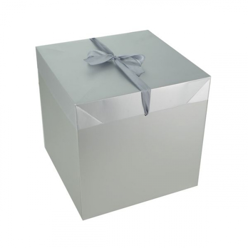Коробка квадратная 21 х21 х21 см картон серебро (1шт)