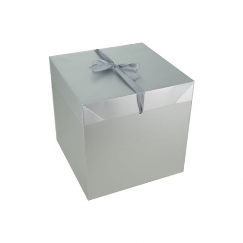 Коробка квадратная 15 х15 х15 см картон серебро (1шт)