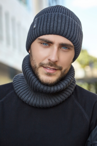Мужской комплект «Итан» (шапка и шарф-хомут)