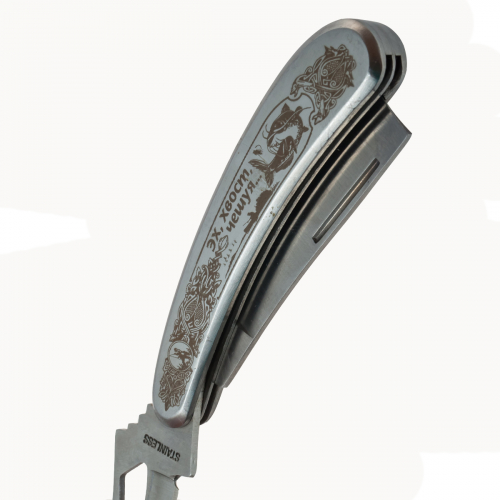 Коллекционный нож рыбака с гравировкой - складной из высококачественной стали с бритвой № 1057Г