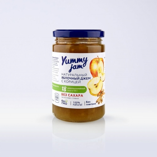 Натуральный яблочный джем с корицей на стевии yummy jam 350гр