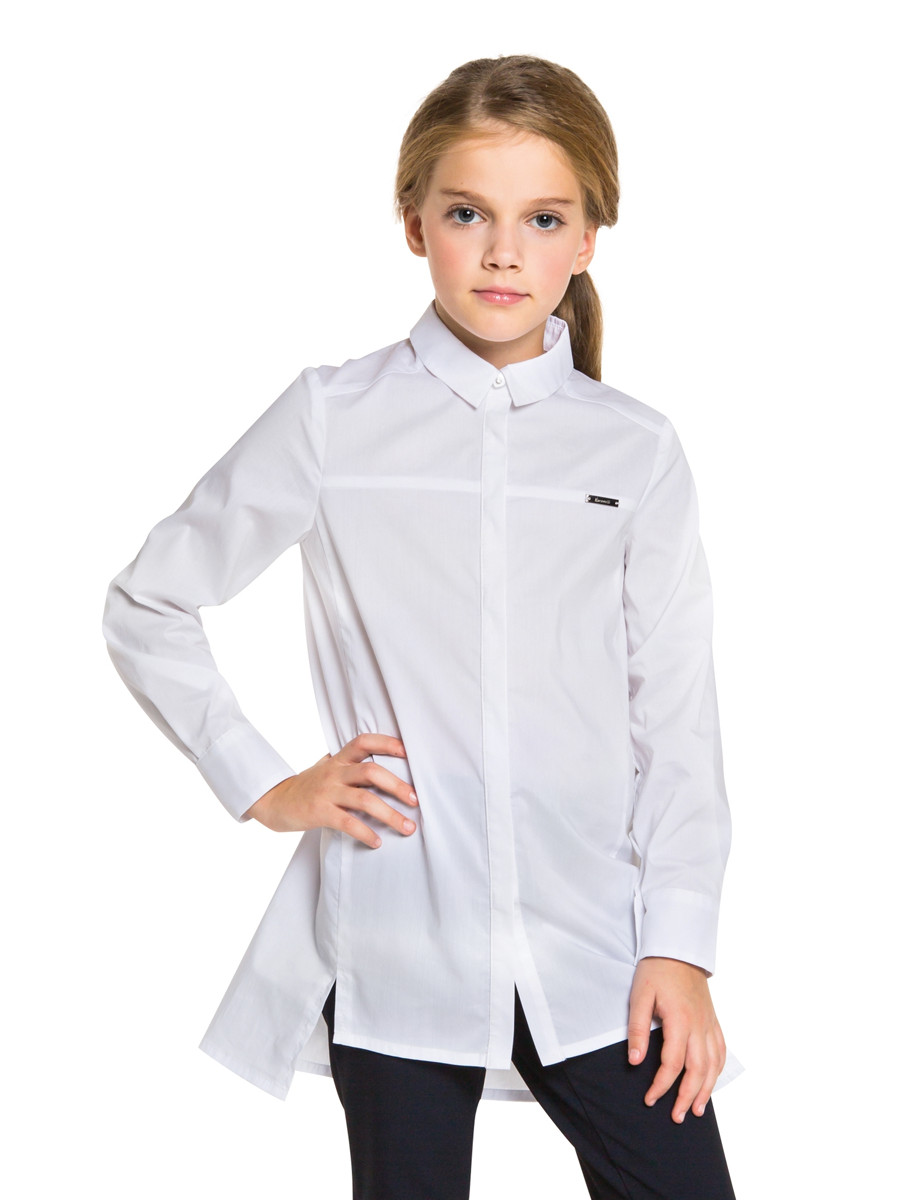 Блузки детям. Карамелли 54606. Белая блузка для девочки. Школьная рубашка для девочки. Рубашка для девочки в школу.