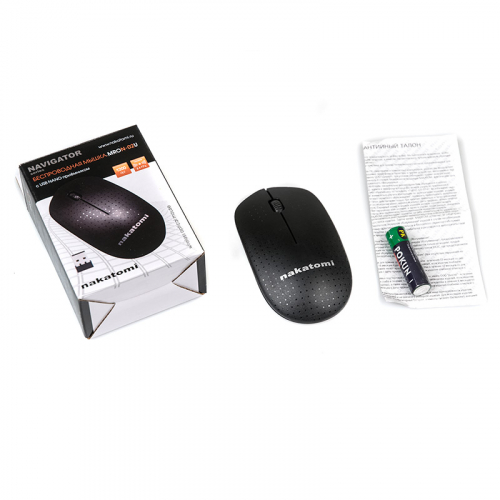 Мышь Nakatomi Navigator MRON-02U RF 2.4G, 6 кнопок+ролик прокрутки, USB, черная, беспроводная