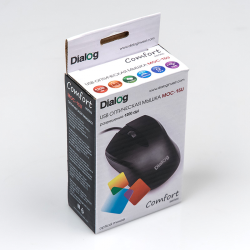 Мышь Dialog MOC-15U Comfort Optical - 3 кнопки + ролик прокрутки, USB