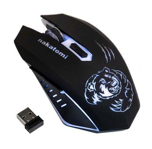 Мышь Nakatomi MROG-15UR Gaming- игровая, беспроводная, 6 кнопок+ ролик, 6-ти цветная подсветка, USB