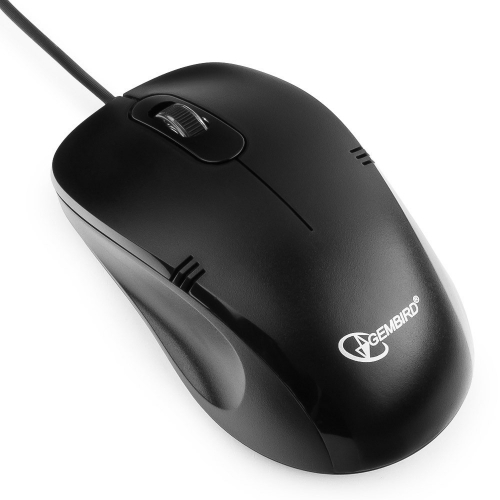 Мышь Gembird MOP-100, USB, черная, 2 кнопки+колесо кнопка, 1000 DPI, 1,5м