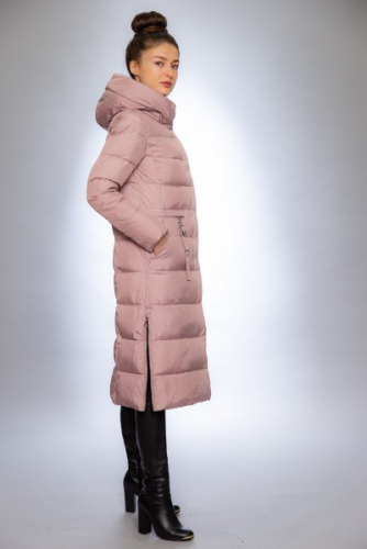 Женская куртка зимняя 677 пудра снуд в комплекте