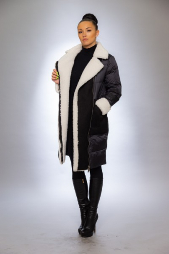 Женская куртка зимняя 9124М черный-белый