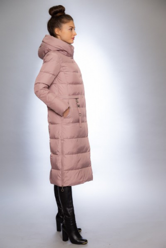 Женская куртка зимняя 677 пудра снуд в комплекте