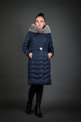Женская куртка зимняя 6219 сапфир натуральный мех