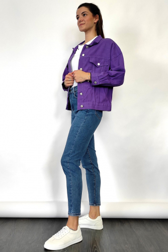 Куртка джинсовая фиолетовая (ряд S-2XL) арт. Y007-3 2
