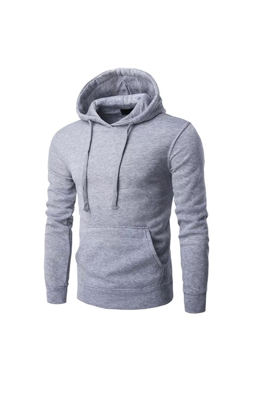 Толстовка Мужская 5505 Большой Карман Однотон Светло-Серая. Fashion-Angelo